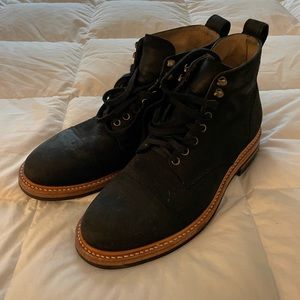 Taylor Stitch Moto Boot Black Waterproof Nubuck Suede